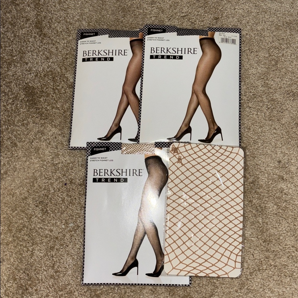 4 pair of Berkshire Trend Black & Tan Sheer fishnet Tights